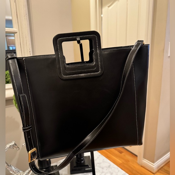 Staud - Shirley Leather Black Bag w/Crossbody Strap - Calf Leather - EUC